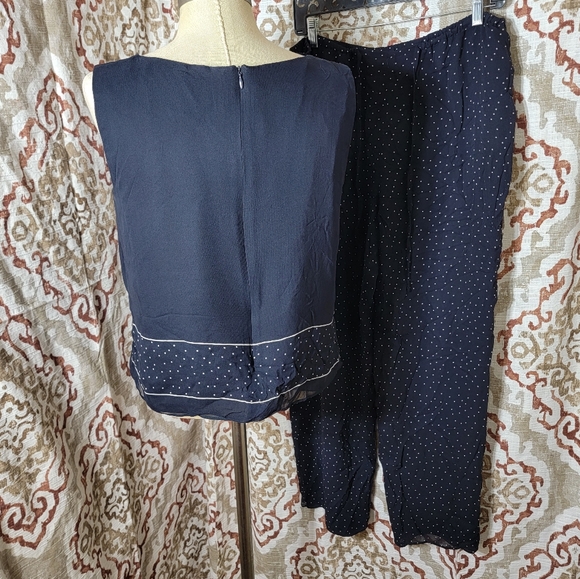 Talbots silk black polkadot 2pc set - Picture 3 of 6